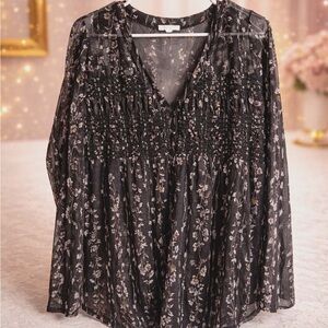 Maurices Black Floral Blouse